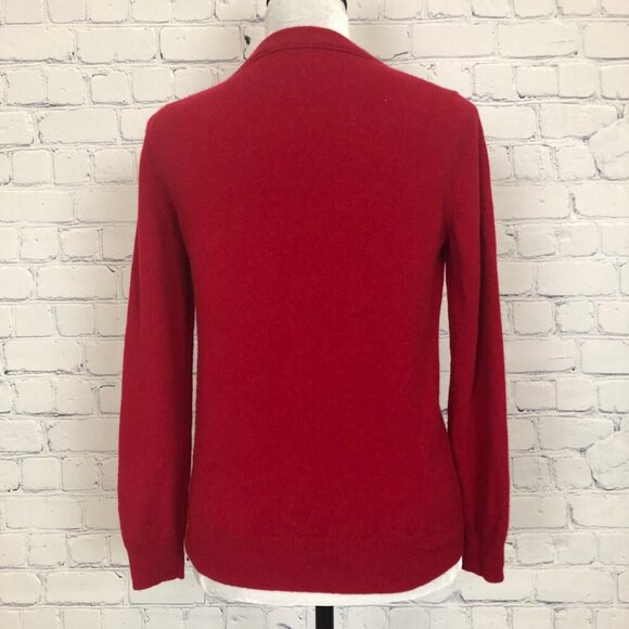 Jennie Liu 100% Cashmere Crew Neck Sweater Petite Size PM Red - Picture 3 of 6